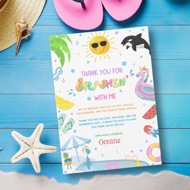 Tarjeta De Agradecimiento Splashin' en un fiesta de la piscina de primer cum (Subido por el creador)