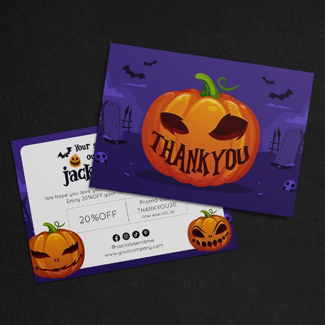 Tarjeta De Agradecimiento Spooktacular Halloween Pumpkin-Spiced Gracias (Subido por el creador)