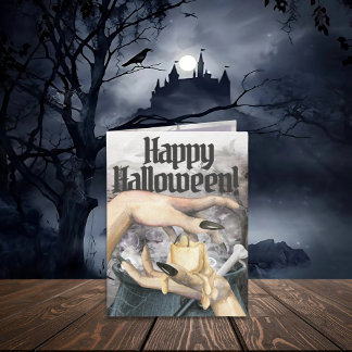 Tarjeta De Agradecimiento Spooky Cauldron Witch Halloween Card