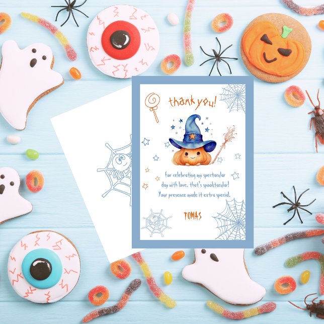 Tarjeta De Agradecimiento Spooky Cute Halloween Birday Boy (Subido por el creador)