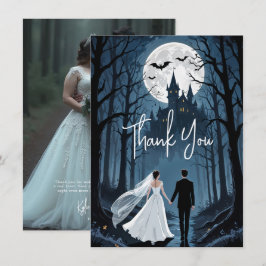 Tarjeta De Agradecimiento Spooky Forest Haunted Castle Wedding TLW26