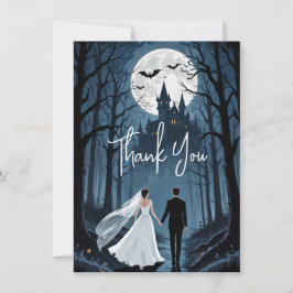 Tarjeta De Agradecimiento Spooky Forest Haunted Castle Wedding TLW26
