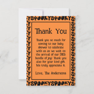 Tarjeta De Agradecimiento Spooky Halloween Baby Shower Gracias Card