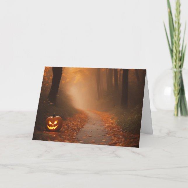 Tarjeta De Agradecimiento Spooky Halloween Woods (Anverso)