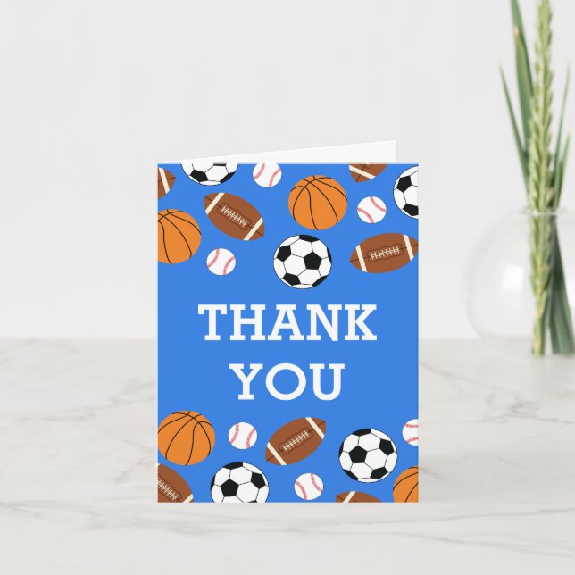 Tarjeta De Agradecimiento Sports Baby Shower Co-ed Theme Boy Blue (Anverso)