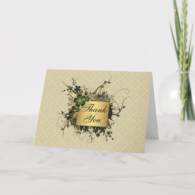 Tarjeta De Agradecimiento Spray Floral Elegante Gracias (Anverso)