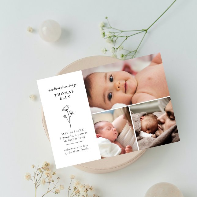Tarjeta De Agradecimiento Sprig De Greenery Collage de fotos Baby Shower (Subido por el creador)