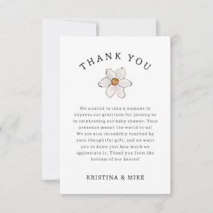 Tarjeta De Agradecimiento Spring Daffodil Flower Gracias Baby Shower