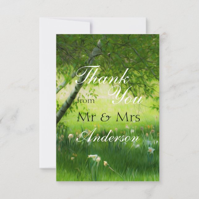 Tarjeta De Agradecimiento Spring Daffodils Boda Gracias (Anverso)