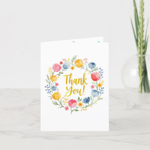 Tarjeta De Agradecimiento Spring Watercolor Floral Baby Shower Gracias Coche