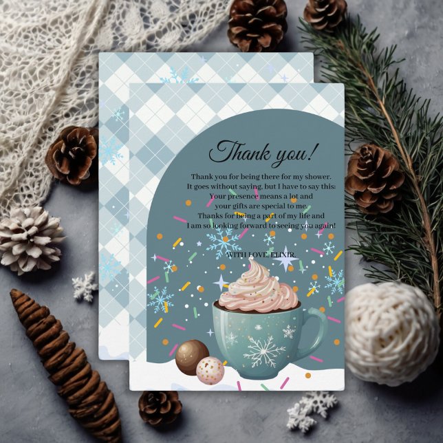 Tarjeta De Agradecimiento Sprinkles Hot Cocoa Winter Snowflakes Baby Shower (Subido por el creador)