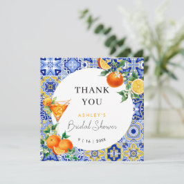 Tarjeta De Agradecimiento Spritz Mediterráneo Bridal Shower Arquitectónico