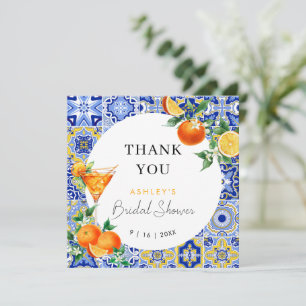 Tarjeta De Agradecimiento Spritz Mediterráneo Bridal Shower Arquitectónico