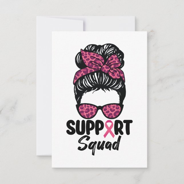 Tarjeta De Agradecimiento Squad Messy Bun Guerrero Rosa Cáncer de Mama (Anverso)
