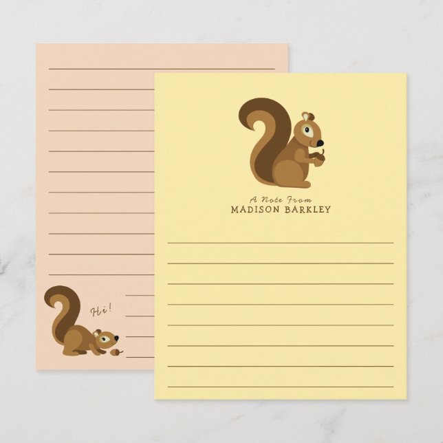 Tarjeta De Agradecimiento Squirrel Cute Kid's Woodland (Anverso / Reverso)