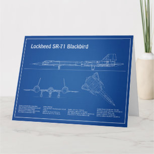 Tarjeta De Agradecimiento SR-71 Blackbird - Avión Planes de Plano Azul AD