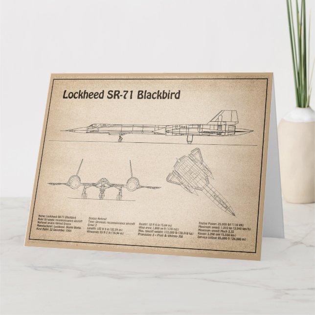 Tarjeta De Agradecimiento SR-71 Blackbird - Planes de Plano de Planes de Pla (Anverso)