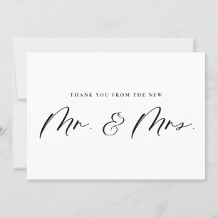 Tarjeta De Agradecimiento Sr. negro y Boda de la Sra. Calligraphy Newlyweds