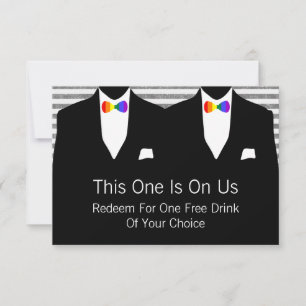Tarjeta De Agradecimiento Sr. Suit y Sr. Bow Tie Gay Boda (Arcoiris)