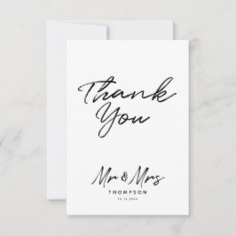 Tarjeta De Agradecimiento Sr. y la Sra. Modern Black White Script Boda