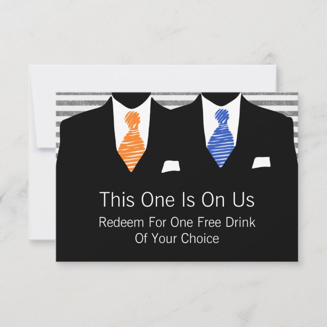 Tarjeta De Agradecimiento Sr. y Sr. Suit y Boda Tie Gay (azul / naranja) (Anverso)