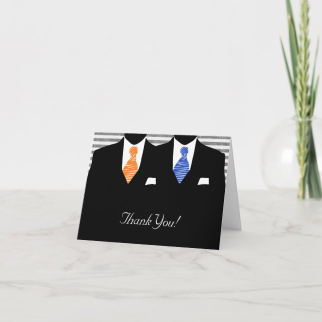 Tarjeta De Agradecimiento Sr. y Sr. Two Grooms Boda Gracias (Anverso)
