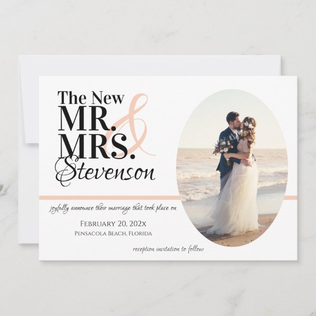 Tarjeta De Agradecimiento Sr. y Sra. Boda Elopement con foto (Anverso)