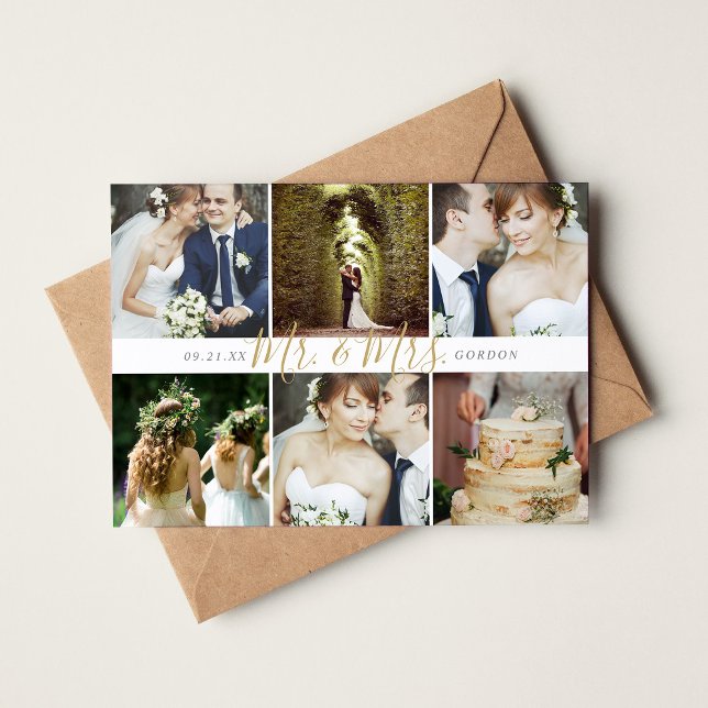 Tarjeta De Agradecimiento Sr. y Sra. Collage de fotos Boda Gracias Cartas (Subido por el creador)