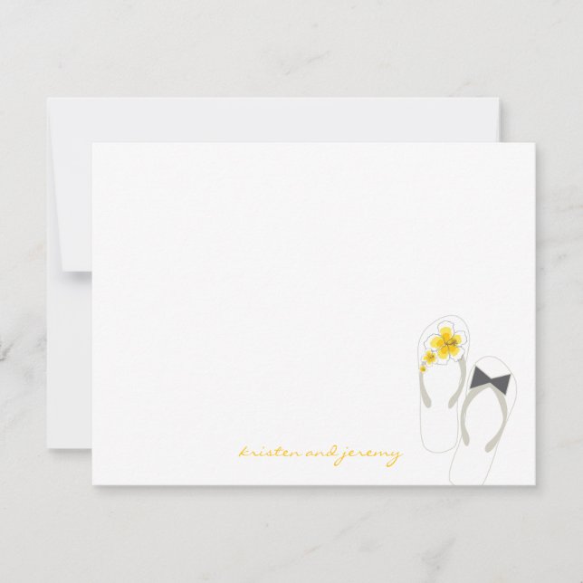 Tarjeta De Agradecimiento Sr. y Sra. Flip Flops Beach Wedding (Anverso)
