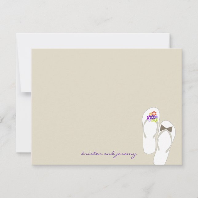 Tarjeta De Agradecimiento Sr. y Sra. Flip Flops Beach Wedding (Anverso)