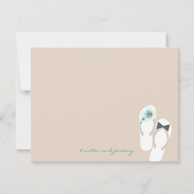 Tarjeta De Agradecimiento Sr. y Sra. Flip Flops Beach Wedding (Anverso)