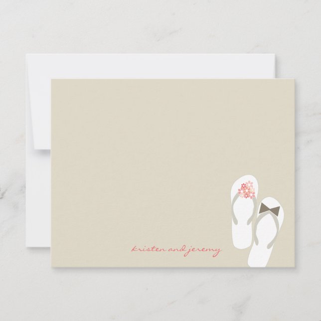 Tarjeta De Agradecimiento Sr. y Sra. Flip Flops Beach Wedding (Anverso)