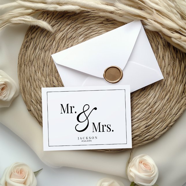 Tarjeta De Agradecimiento Sr. y Sra. Scripty Black & White (Subido por el creador)