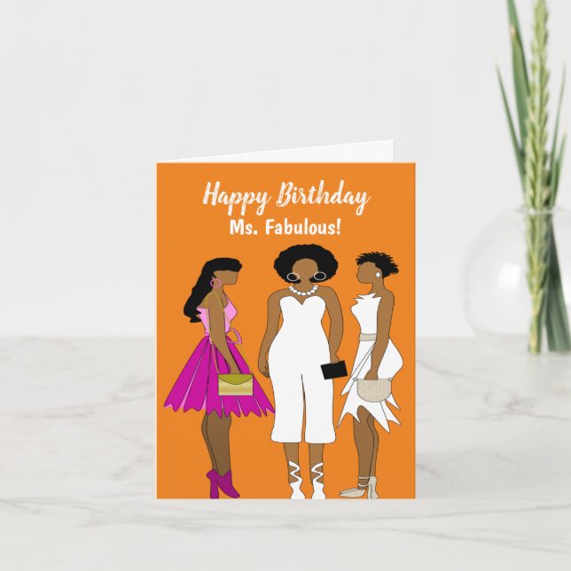 Tarjeta De Agradecimiento Sra. Fabulous African American Happy Birthday Card (Anverso)
