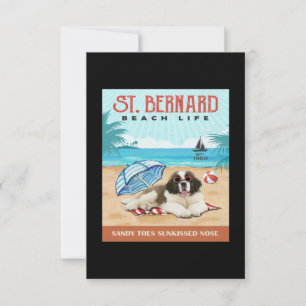 Tarjeta De Agradecimiento St Bernard Dog Beach Life Funny St Bernard Lover