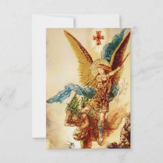 Tarjeta De Agradecimiento "St Micheal Vanquishing Satan" por Gustave Moreau (Anverso)