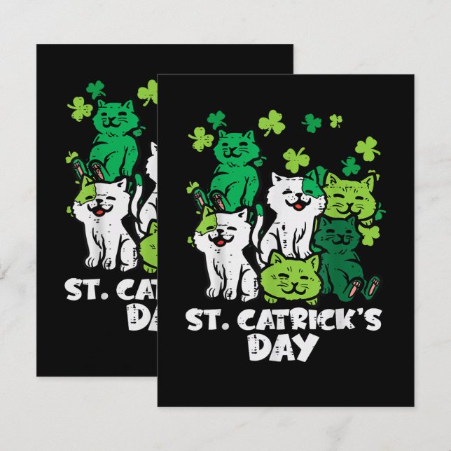 Tarjeta De Agradecimiento St Patricks Catricks Day Cats Saint Pattys (Anverso / Reverso)