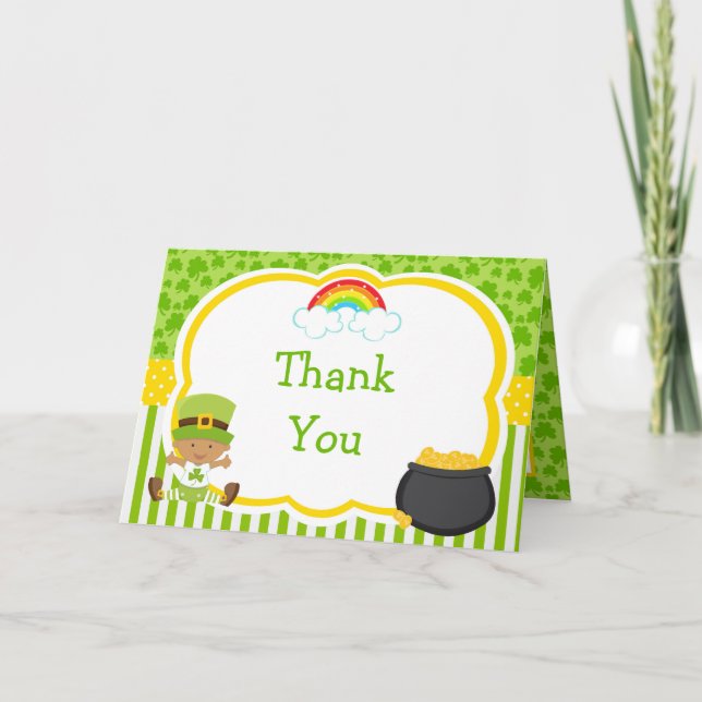 Tarjeta De Agradecimiento St Patrones de African American Boy Baby Shower (Anverso)