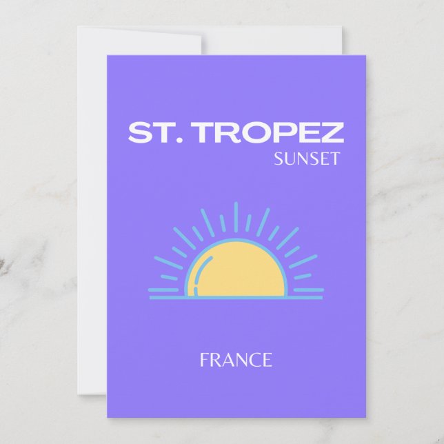 Tarjeta De Agradecimiento St Tropez, Atardecer, Púrpura (Anverso)