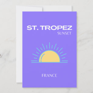 Tarjeta De Agradecimiento St Tropez, Atardecer, Púrpura