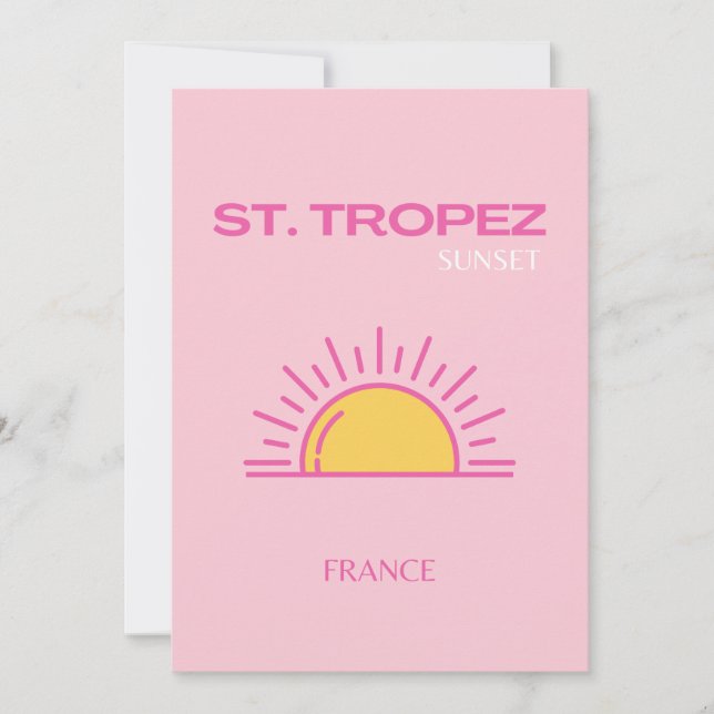 Tarjeta De Agradecimiento St Tropez, Francia, atardecer, arte de viajes, ros (Anverso)