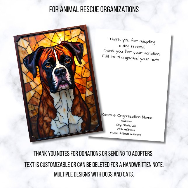 Tarjeta De Agradecimiento Stained Glass Style Animal Rescue Organization (Subido por el creador)