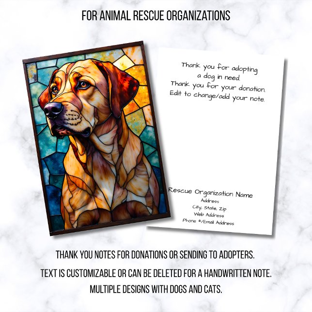 Tarjeta De Agradecimiento Stained Glass Style Animal Rescue Organization (Subido por el creador)