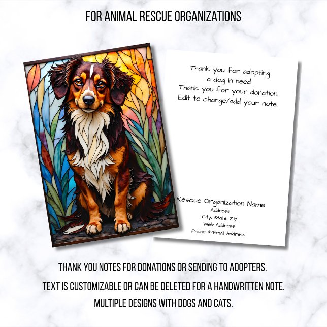Tarjeta De Agradecimiento Stained Glass Style Dog Rescue Organization (Subido por el creador)