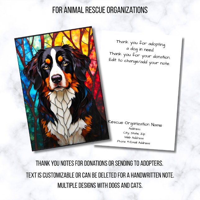 Tarjeta De Agradecimiento Stained Glass Style Dog Rescue Organization (Subido por el creador)