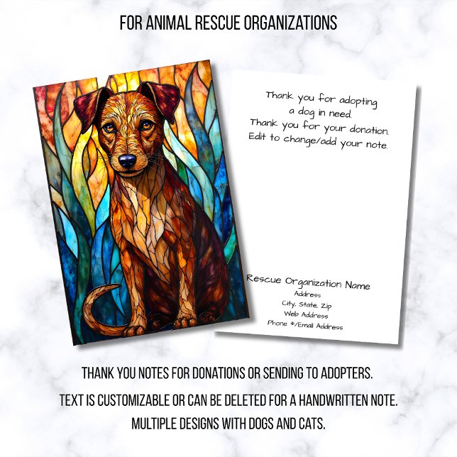 Tarjeta De Agradecimiento Stained Glass Style Dog Rescue Organization (Subido por el creador)