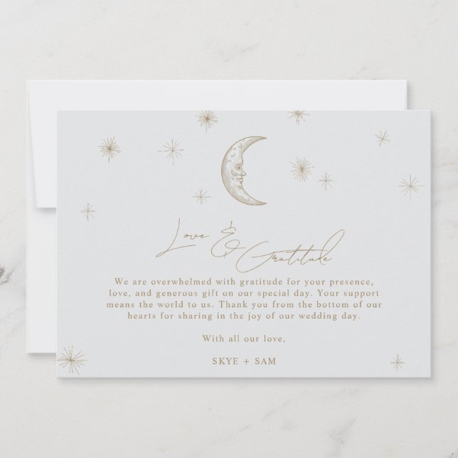 Tarjeta De Agradecimiento Star and Moon Celestial Wedding Photo Thank You  (Anverso)