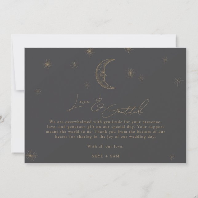 Tarjeta De Agradecimiento Star and Moon Celestial Wedding Photo Thank You  (Anverso)