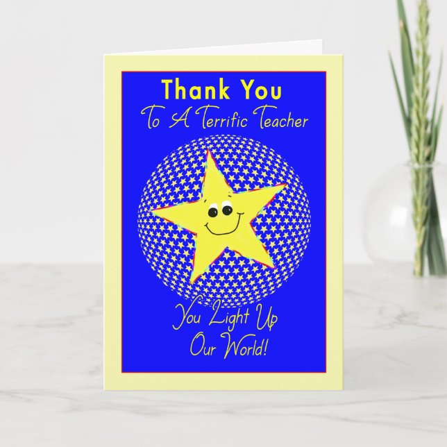 Tarjeta De Agradecimiento Star Teacher Gracias de clase (Anverso)