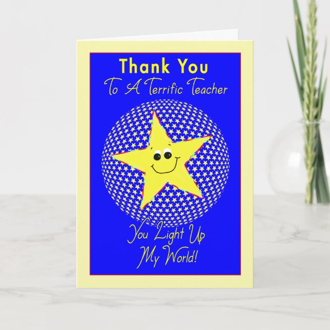 Tarjeta De Agradecimiento Star Teacher Gracias de estudiante (Anverso)
